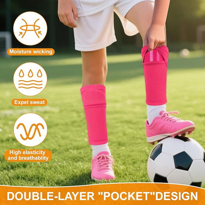 Shin Guards Soccer Kids 2025 Version High-Density Foam Soccer Shin Guard with Sleeves Shin Protective Pads for Kids Daily Practice School Competitions Outdoor Play