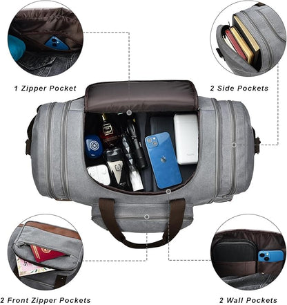 Dimayar Expandable Duffle Bag for Men, 50L Large-Capacity Weekender, Water-Resistant Mens Duffle Bags for Traveling, Lightweight & Durable Overnight Carry-On, Versatile Gym and Travel Bag