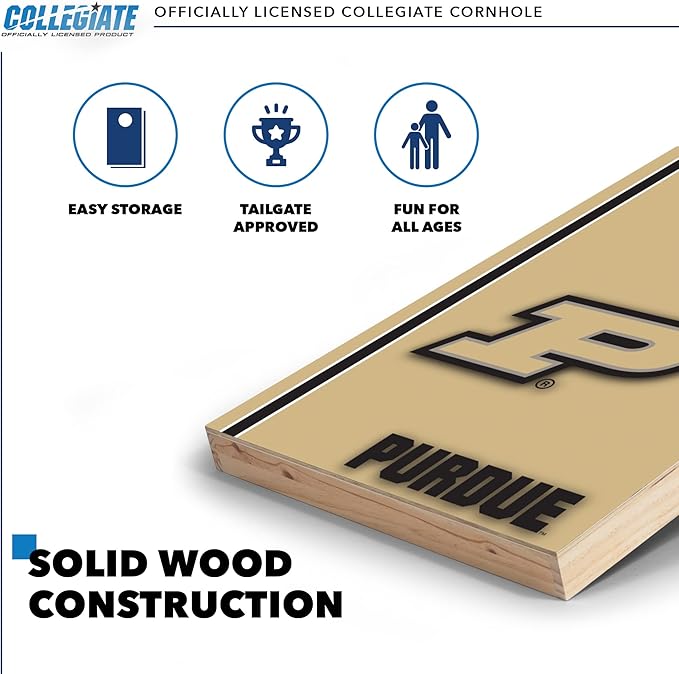 2' x 3' Solid Wood Cornhole Set with Direct Print HD Team Graphics – Great Gift for Any NCAA Fan! Bean Bag Toss Family Outdoor Games