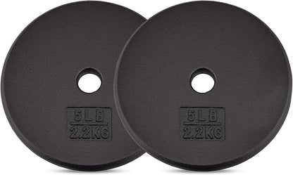 Yes4All Standard 1" Cast Iron Weight Plate - Ideal for Strength Training - Multiple Weight: 5LB to 25LB (Single & Set of 4)
