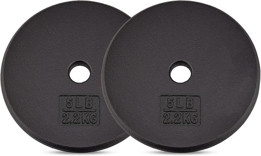 Yes4All Standard 1" Cast Iron Weight Plate - Ideal for Strength Training - Multiple Weight: 5LB to 25LB (Single & Set of 4)