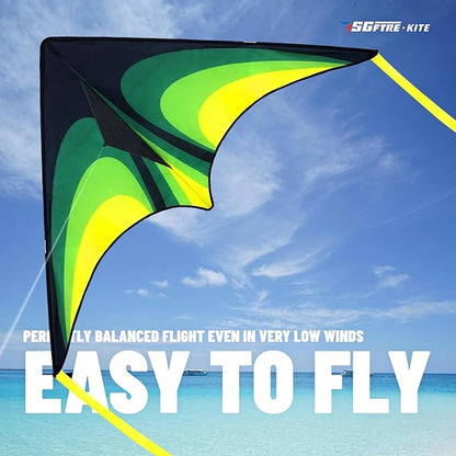 Delta Kite for Kids & Adults，Easy to Fly,Single Line Beach and Park Kite for Family Outdoor Games & Activities (Speed Triancle - Green)