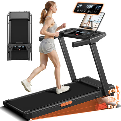 16% Incline Treadmill with Handle,Foldable Treadmills for Home