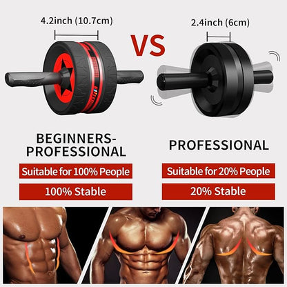 Ab Rollers Wheel Kit, Exercise Wheel Core Strength Training Abdominal Roller Set with Push Up Bars, Resistance Bands, Knee Mat Home Gym Fitness Equipment for Abs Workout