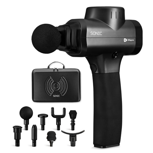 LifePro Sonic Massage Gun Percussion Muscle Massager, 8 Heads & 5 Speeds