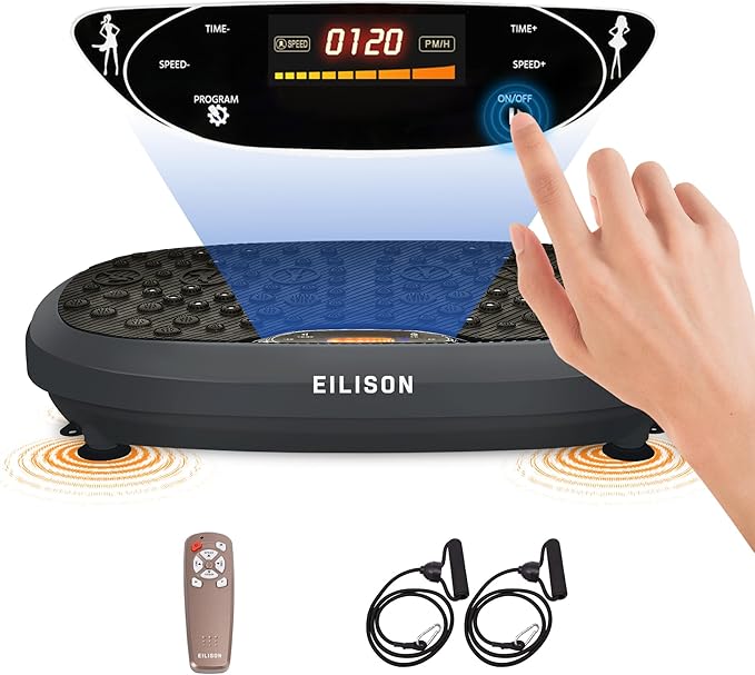 EILISON FitMaxx 3D XL Vibration Plate Exercise Machine - Whole Body Workout Vibration Platform w/Loop Bands - Lymphatic Drainage Machine for Weight Loss, Shaping, Wellness, Recovery