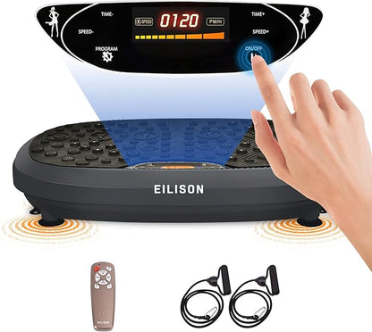 EILISON FitMaxx 3D XL Vibration Plate Exercise Machine - Whole Body Workout Vibration Platform w/Loop Bands - Lymphatic Drainage Machine for Weight Loss, Shaping, Wellness, Recovery