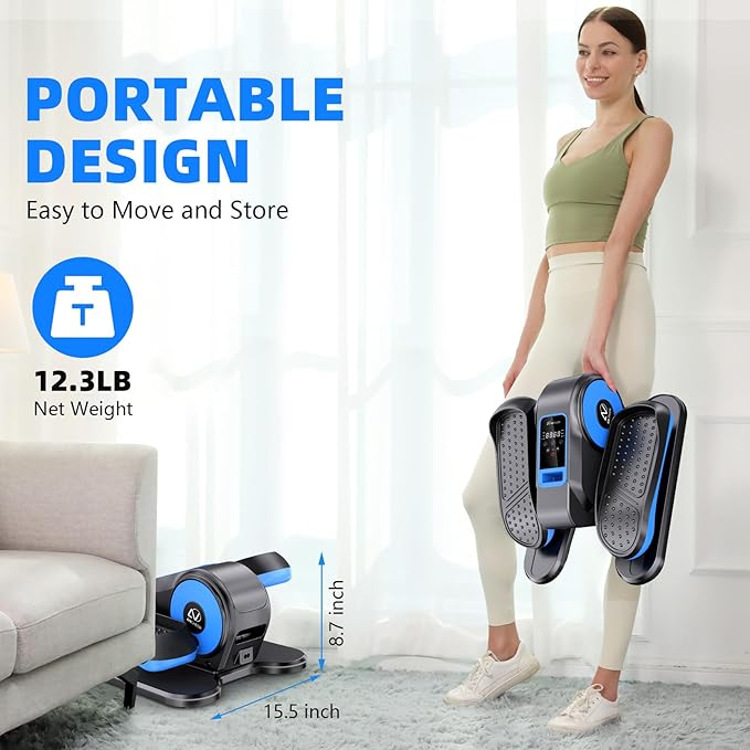 ANCHEER Under Desk Elliptical Machine, Ellipse Leg Exerciser for Seniors with 12 Adjustable Speeds, Quiet & Portable Electric Seated Pedal Exerciser with Remote Control