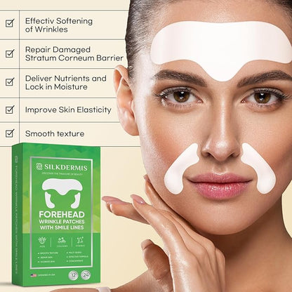 Smile Line and Forehead Wrinkle Patches: Smile Line Treatment with Aloe, Collagen, Vitamin E-Forehead Patches 12pcs, Smile Line Patches 24pcs