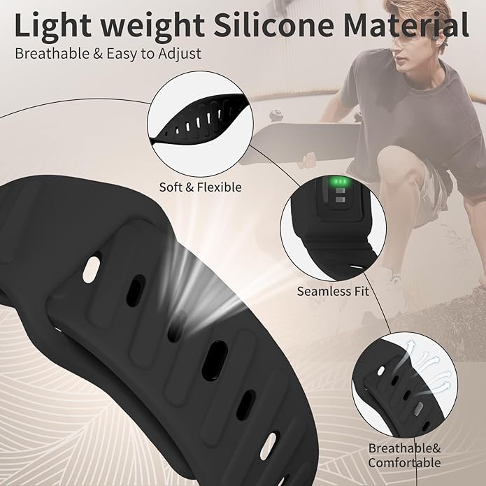 Silicone Sport Band Compatible with Whoop 4.0 Band for Men Women,Soft Comfort Durable Replacement Wristbands for Whoop 5.0 Silicone Bands