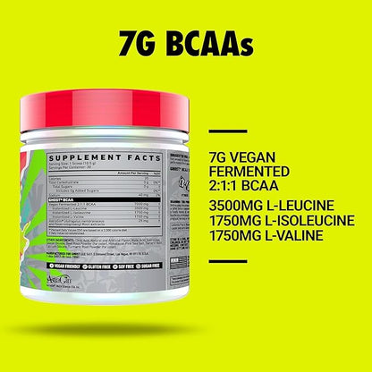 GHOST BCAA Powder Amino Acids Supplement, Kiwi Strawberry - 30 Servings - Sugar-Free Intra, Post & Pre Workout Amino Powder & Recovery Drink, 7G BCAA