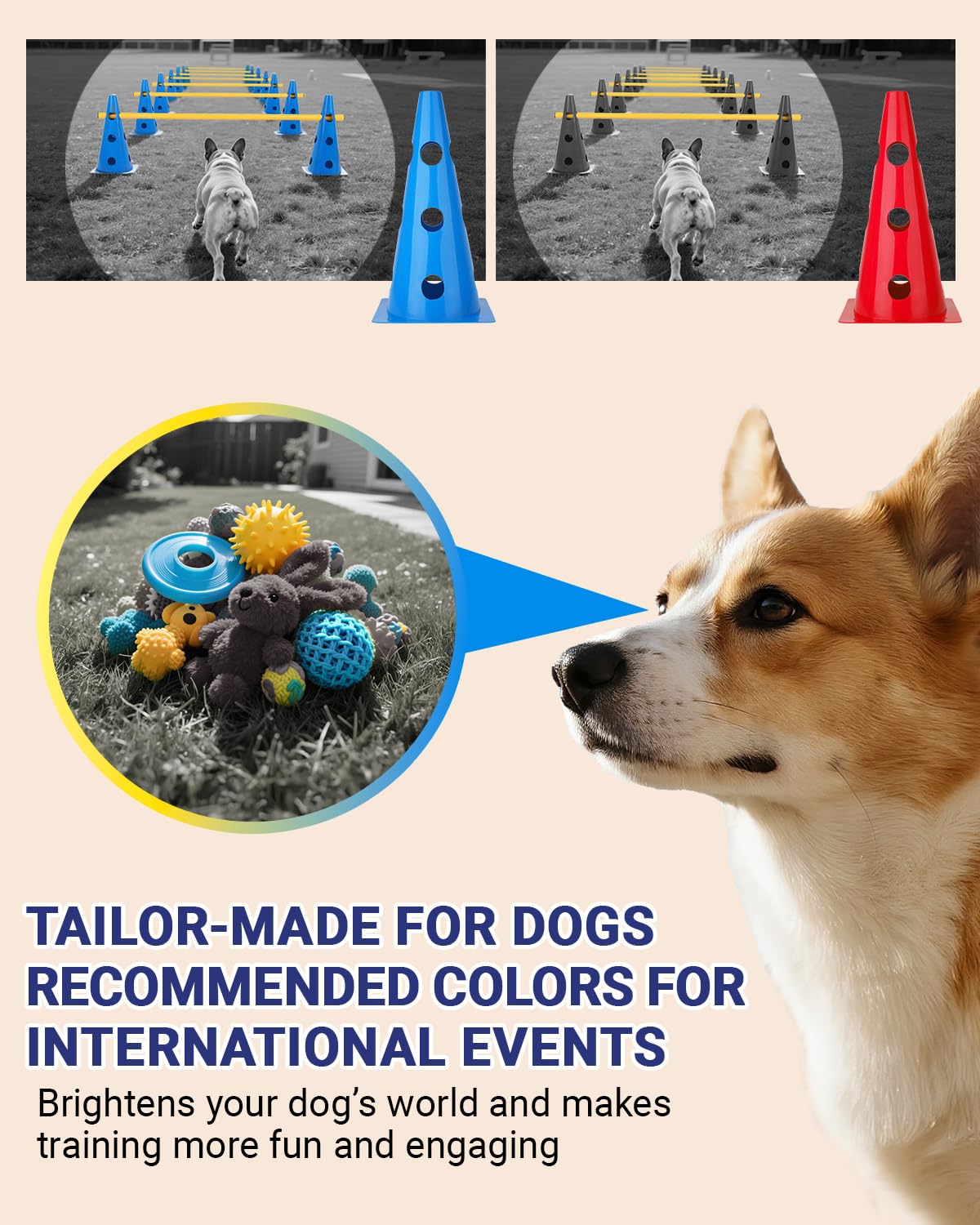 Lupar Dog Agility Course Backyard Set, Dog Agility Hurdle Cone Set with Height Adjustable Crossbar