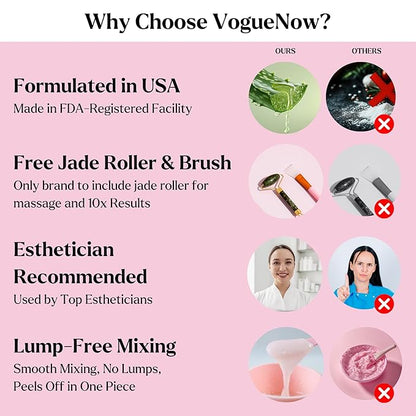 Jelly Face Mask for Facials - Bulgarian Rose Hydrating, Brightening & Nourishing Jelly Mask with Free Jade Roller & Spatula | Professional Hydrojelly Masks | Vajacial Jelly Mask Powder | 23 Oz Jar