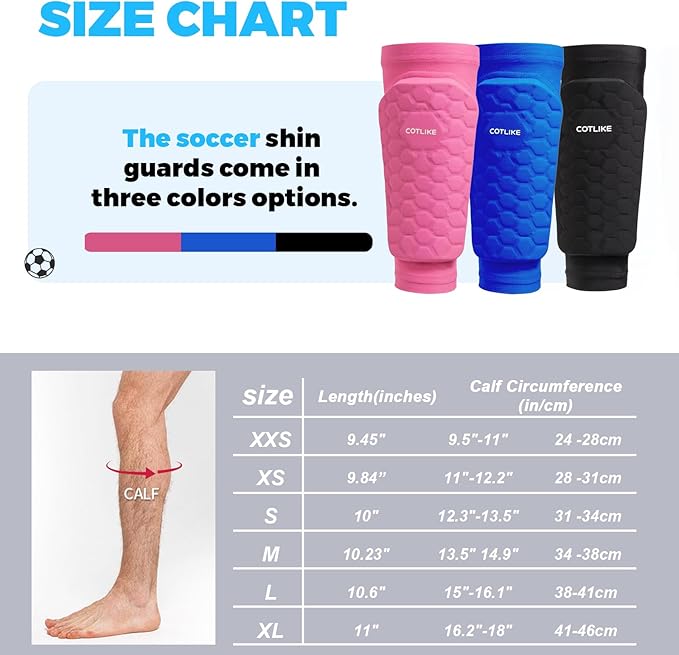 Soccer Shin Guards for Kids Youth Adults, Shin Guard Soccer Sleeves for 2-18 Years Old Boys Girls Men, Calf Compression Sleeve with Honeycomb Pads, Espinilleras de Futbol para Hombres