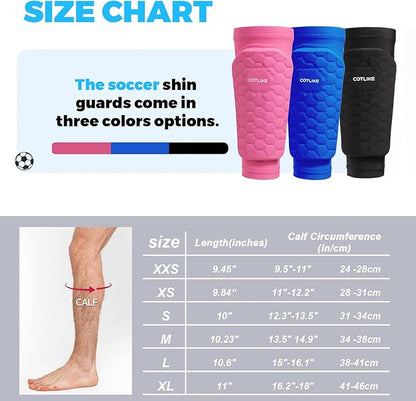 Soccer Shin Guards for Kids Youth Adults, Shin Guard Soccer Sleeves for 2-18 Years Old Boys Girls Men, Calf Compression Sleeve with Honeycomb Pads, Espinilleras de Futbol para Hombres