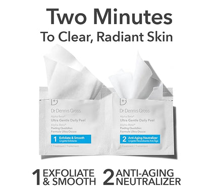 Dr. Dennis Gross Alpha Beta Ultra Gentle Daily Peel: for Dehydrated or Sensitive Skin, Uneven Tone or Texture, Fine Lines or Enlarged Pores (5 Treatments)