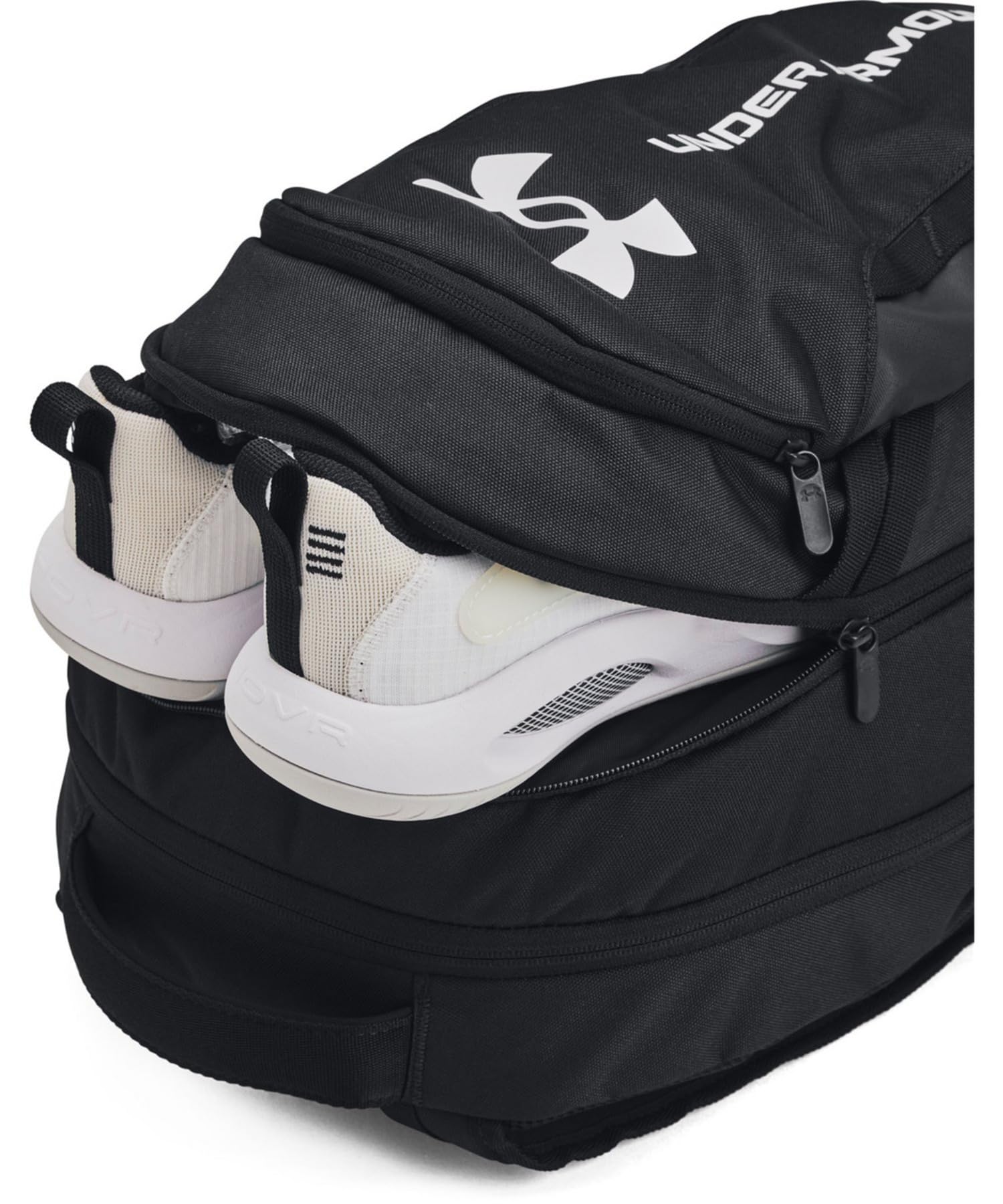 Under Armour Unisex-Adult Hustle 6.0 Backpack, (002) Black/Black/White, One Size Fits Most