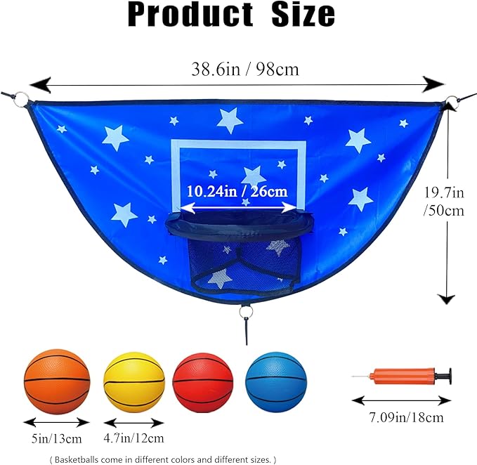 Trampoline Basketball Hoop, Attachment with Pump and Mini Ball, Universal Trampoline Accessories, Easy to Install