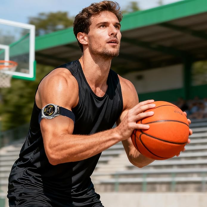 2 Pack Elastic Ankle/Arm Watch Bands Compatible with Garmin Venu 3/Venu 2/Vivoactive 4, Garmin Forerunner 570 47mm/265/255/255 Music, 22mm Sport Nylon Replacement Strap for Amazfit GTR 4/3/2