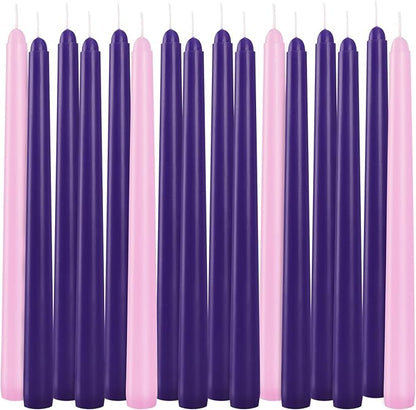 16 Pack Advent Taper Candles Premium Hand Dipped 10in Unscented Christmas Taper Candles - Ideal for Seasonal Celebrations, Holidays, Church, Celebration, Party