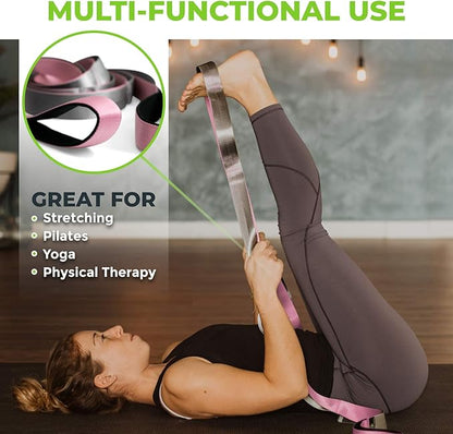 Gradient Fitness Stretching Strap for Physical Therapy, 12 Multi-Loop Stretch Strap 1.5" W x 8' L, Neoprene Handles, Physical Therapy Equipment, Yoga Straps for Stretching, Leg Stretcher.