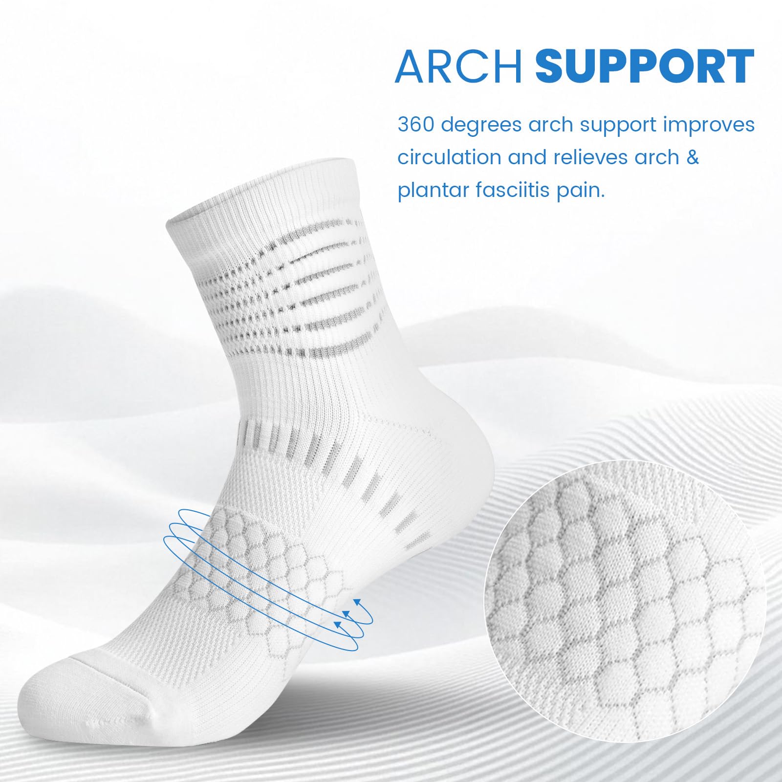 IRAMY Ankle Compression Socks for Women Men Plantar Fasciitis Relief Cushioned Athletic Running