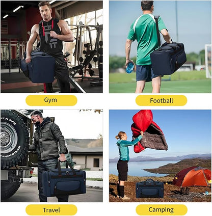 22 inch Gym Bag for Men - 55L Large Travel Duffle Bag Sports Equipment Bag with Multiple Zippered Pockets,Outdoor Workout Duffle Bag for Overnight Weekend - Navy Blue
