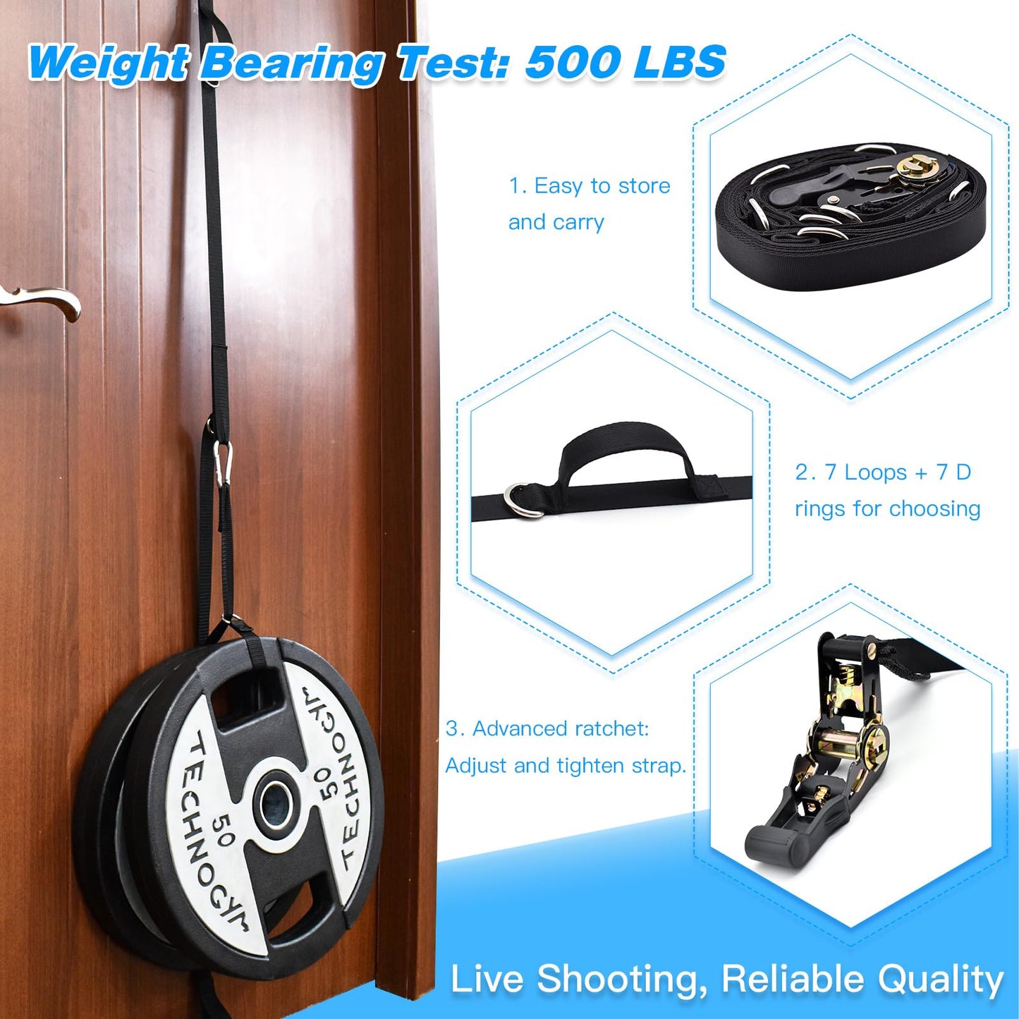 Brebebe Upgrade Door Anchor Strap for Resistance Bands Exercise, Multi Points Anchor Straps with 7