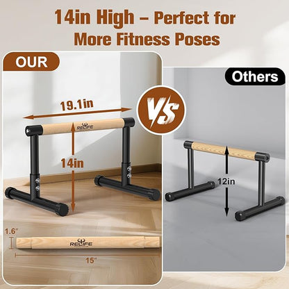 RELIFE REBUILD YOUR LIFE Dip Station Functional Heavy Duty Dip Stands Fitness Workout Dip bar Station Stabilizer Parallette Push Up Stand