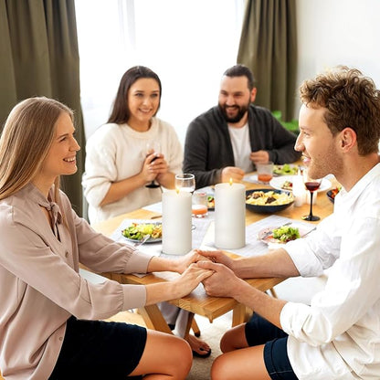 3 Packs Unscented Different Sizes White Pillar Candles, Non-Toxic Dripless Smokeless 3x4, 3x6, 3x8 Inch Cylinder Candles for Wedding, Home Decor, Dinner Table, Party, Power Outage, Emergency