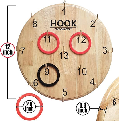 Ring Toss Games for Kids - Outdoor Yard Game for Adults & Family Backyard Toys, Wooden Board Hook Darts Wall Game for Gaming Room, Patio, Garage, Hookey Ring Tossing Game