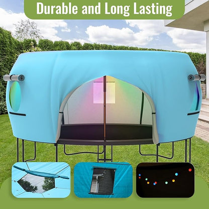 Gardenature 10FT/12FT/14FT Trampoline Tent(Tent Only), Fit Round Trampolines, Shade Cover with LED Light, Outdoor Trampolien Accessories, Anti-Tear