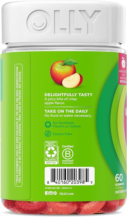 OLLY Metabolism Gummy Rings, Metabolism and Cellular Energy Chewable Supplement,* Apple Cider Vinegar, Vitamin B12, Chromium Picolinate, Apple Flavored, 60 Day Supply - 60 Count