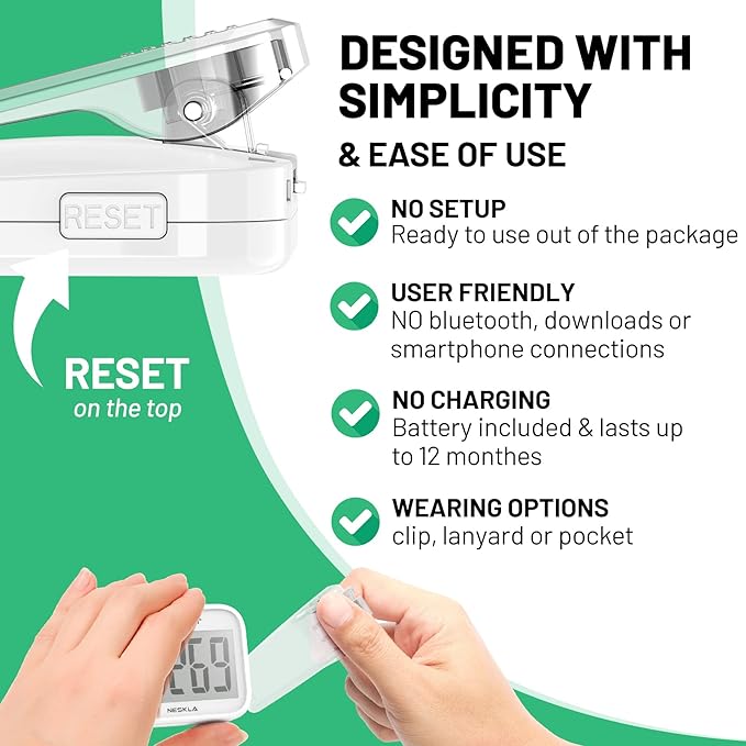 3D Pedometer for Walking, Simple Step Counter with Large Digital Display, Step Tracker with Removable Clip Lanyard, Accurately Track Steps for Men Women Kids Adults Seniors