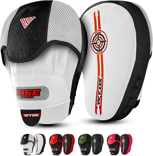 WYOX Curved Focus Mitts for Boxing & MMA | Durable PU Leather Punching Pads with Adjustable Strap |