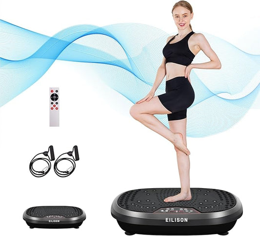 EILISON FitMaxx 3D XL Vibration Plate Exercise Machine - Whole Body Workout Vibration Platform w/Loop Bands - Lymphatic Drainage Machine for Weight Loss, Shaping, Wellness, Recovery