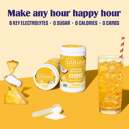 Ultima Replenisher Mocktini Electrolyte Powder Drink Mix – Sugar Free – Piña Colada, 90 Servings – Hydration Powder with 6 Electrolytes and Trace Minerals – Keto Friendly, Non-GMO