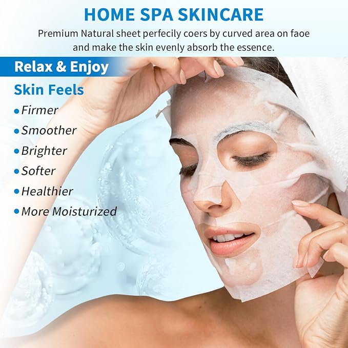 12 Pack Sheet Face Masks Skincare, Collagen Face Mask Hyaluronic Acid Hydrating Face Sheet Masks for Women Skin Care, Vitamin C Face Masks for All Skin Types, Moisturizing, Brightening, Anti-Aging