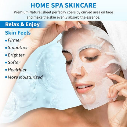 12 Pack Sheet Face Masks Skincare, Collagen Face Mask Hyaluronic Acid Hydrating Face Sheet Masks for Women Skin Care, Vitamin C Face Masks for All Skin Types, Moisturizing, Brightening, Anti-Aging