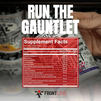 Gauntlet Pre-Workout Powder, Explosive Workouts, Laser Focus, Mid Stim, Amazing Flavor, Veteran Owned and Operated, Packaging May Vary (25 Servings, Strawberry Banana)