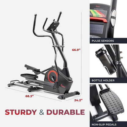 Sunny Health & Fitness Full Body Workout Elliptical Trainer with Digital Performance Monitor, Low Impact Exercise, and Optional Bluetooth with Exclusive SunnyFit App