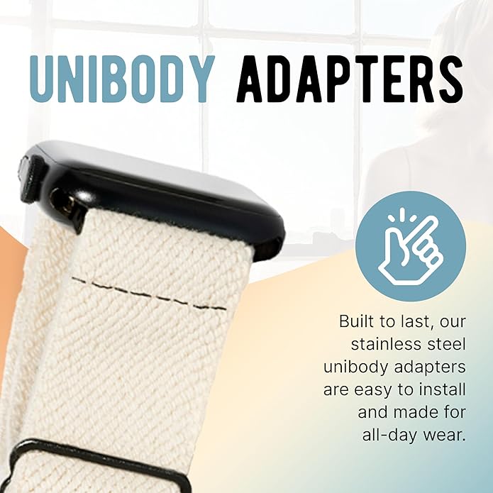 Braxley Bands - Organic Cotton Watch Bands For Women and Men, Compatible With All Apple Watch Sizes and Series - Washable, Sweat-Absorbent, Breathable Fit, Elastic Smart Watch Bands