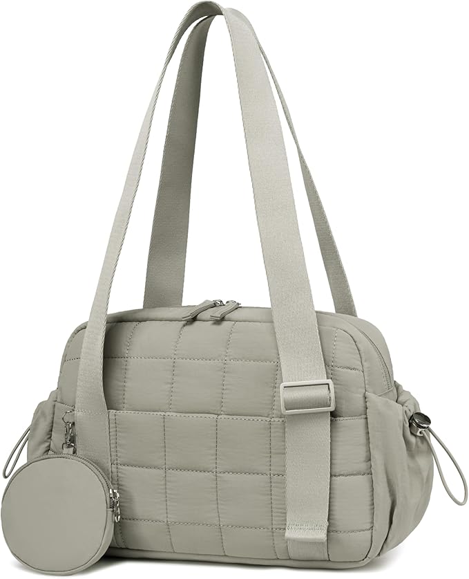 CAMTOP Mini Gym Bag for Women, Small Gym Tote Bag Puffy Quilted Sports Duffel Bag with Wet Compartment and Coin Purse Duffel Bags Dance Yoga Workout Bag