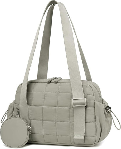 CAMTOP Mini Gym Bag for Women, Small Gym Tote Bag Puffy Quilted Sports Duffel Bag with Wet Compartment and Coin Purse Duffel Bags Dance Yoga Workout Bag