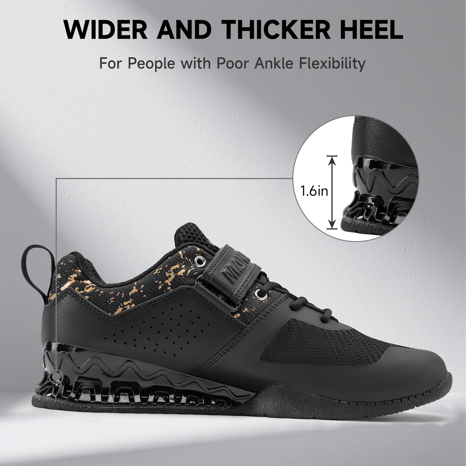 MANUEKLEAR Strong Anti-Slip Deadlift Lifting Squat Shoes for Men, Professional Training