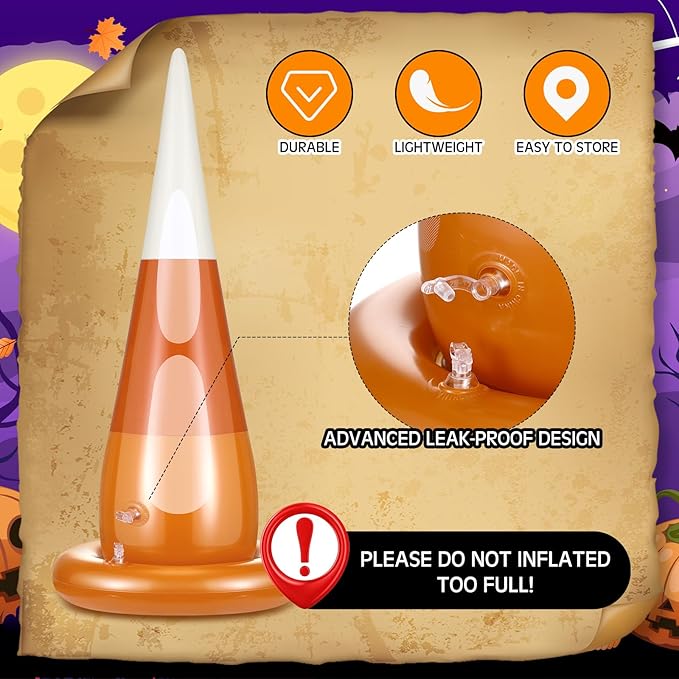 16 Pcs Halloween Inflatable Ring Toss Games Kit Candy Corn Ring Toss Game with Air Pump for Halloween Party Supplies Decor Indoor Outdoor Garden School