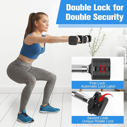 22LBS Adjustable Dumbbells Set, Adjustable Weight Dumbbells with 4 Levels 4.4lb, 6.6lb, 8.8lb, 11lb, Hand Weights Sets for Women/Men Home Gym Full Body Workout