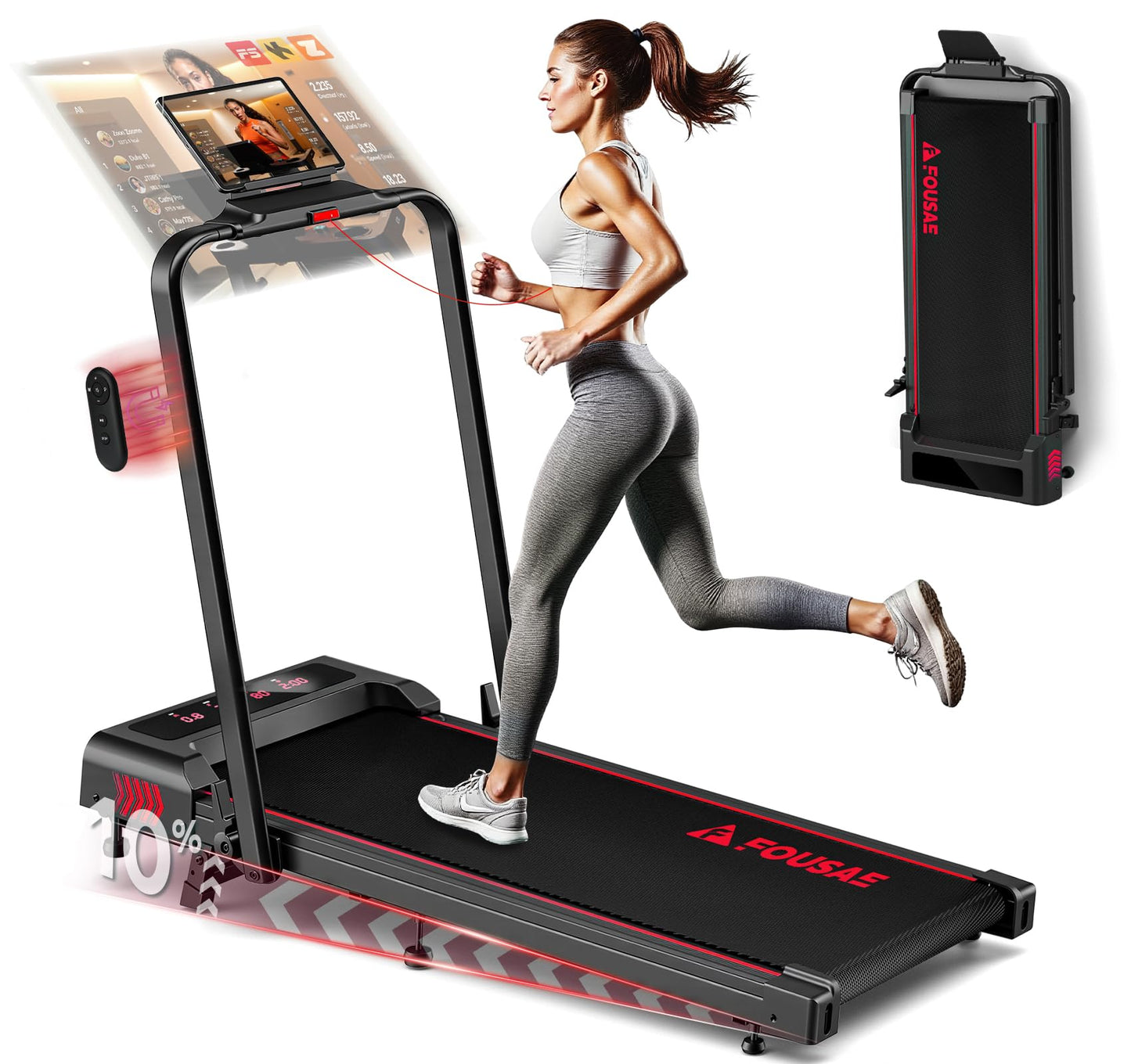 FOUSAE Treadmills for Home, App Compatible, 5 in 1 7.5MPH Foldable Treadmill with 10% Incline