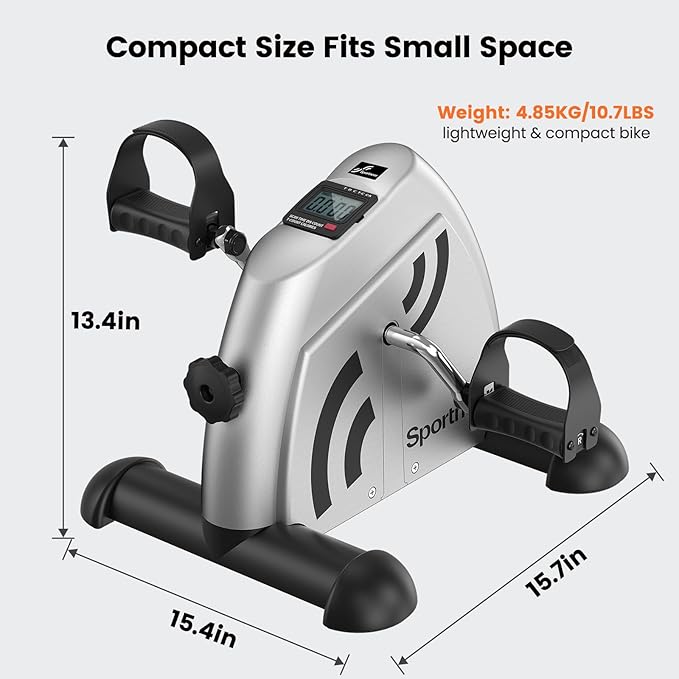 Sportneer Under Desk Bike Pedal Exerciser: Mini Exercise Bike Portable Peddler Sitting for Seniors with LCD Display Arm & Leg Bike Pedals Exerciser with Anti-Skid Mat for Home Office