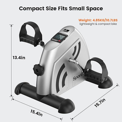 Sportneer Under Desk Bike Pedal Exerciser: Mini Exercise Bike Portable Peddler Sitting for Seniors with LCD Display Arm & Leg Bike Pedals Exerciser with Anti-Skid Mat for Home Office